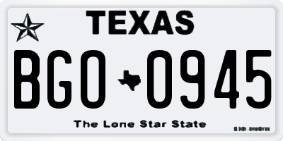 TX license plate BGO0945