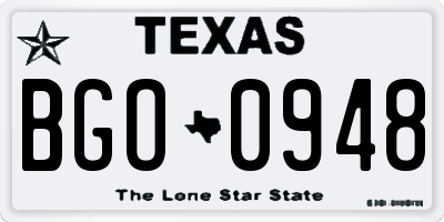 TX license plate BGO0948