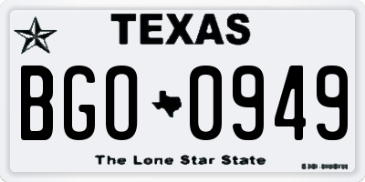 TX license plate BGO0949