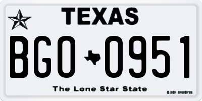 TX license plate BGO0951