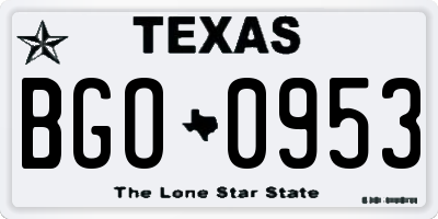 TX license plate BGO0953