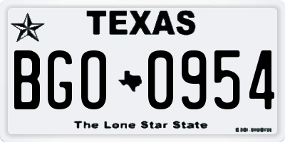 TX license plate BGO0954