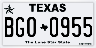TX license plate BGO0955