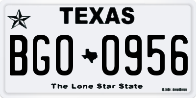 TX license plate BGO0956