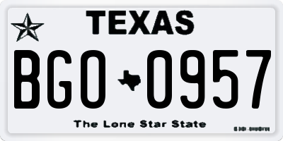 TX license plate BGO0957