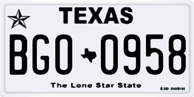 TX license plate BGO0958