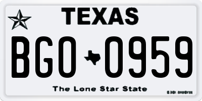 TX license plate BGO0959