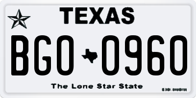 TX license plate BGO0960