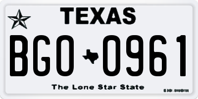 TX license plate BGO0961