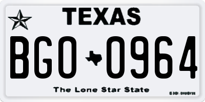 TX license plate BGO0964