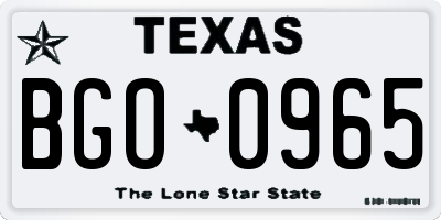 TX license plate BGO0965