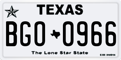 TX license plate BGO0966