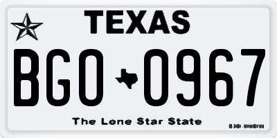 TX license plate BGO0967
