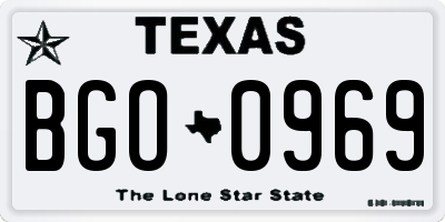 TX license plate BGO0969