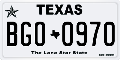 TX license plate BGO0970