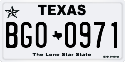 TX license plate BGO0971