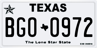 TX license plate BGO0972