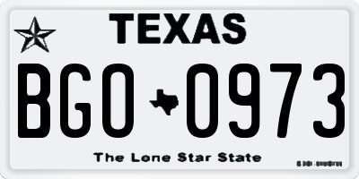 TX license plate BGO0973