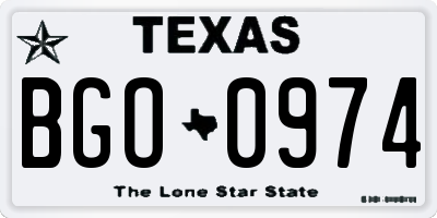 TX license plate BGO0974
