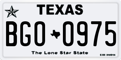 TX license plate BGO0975