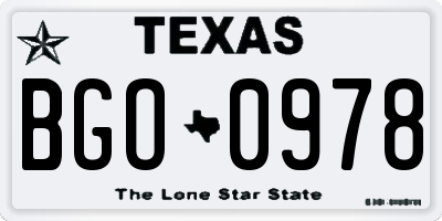 TX license plate BGO0978