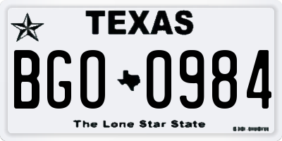 TX license plate BGO0984