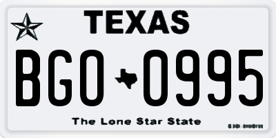 TX license plate BGO0995