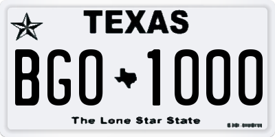 TX license plate BGO1000