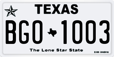 TX license plate BGO1003