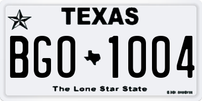 TX license plate BGO1004