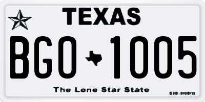TX license plate BGO1005