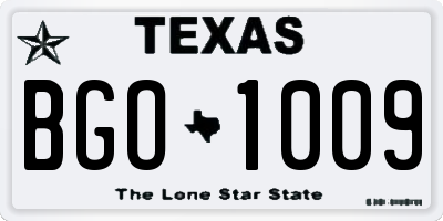 TX license plate BGO1009