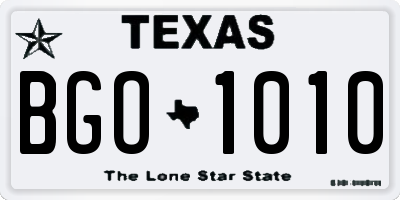 TX license plate BGO1010