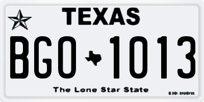 TX license plate BGO1013