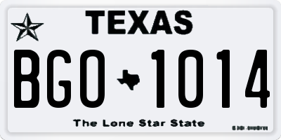 TX license plate BGO1014