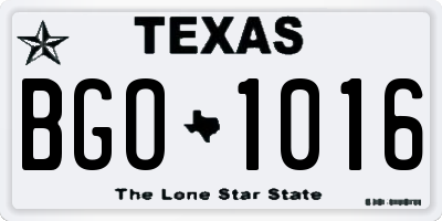 TX license plate BGO1016