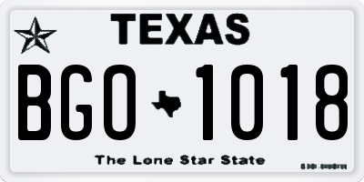 TX license plate BGO1018