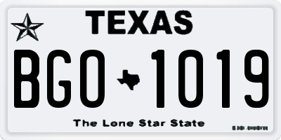 TX license plate BGO1019