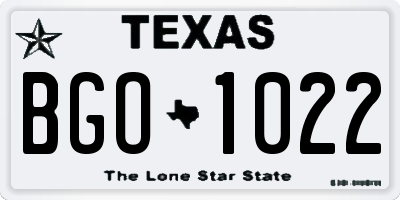 TX license plate BGO1022