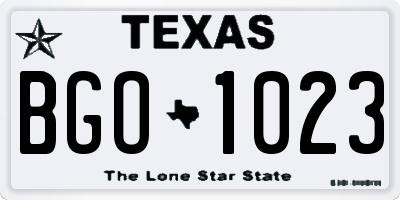 TX license plate BGO1023