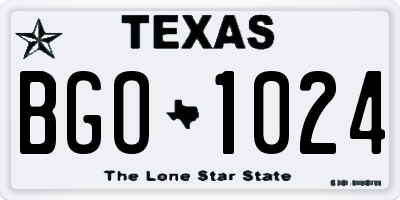 TX license plate BGO1024