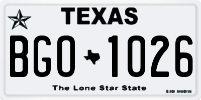 TX license plate BGO1026