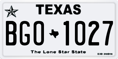 TX license plate BGO1027