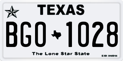 TX license plate BGO1028
