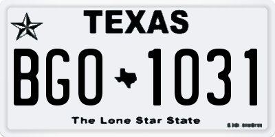 TX license plate BGO1031