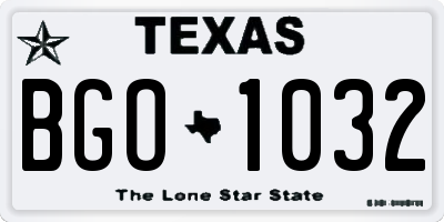 TX license plate BGO1032