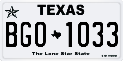 TX license plate BGO1033