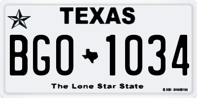 TX license plate BGO1034