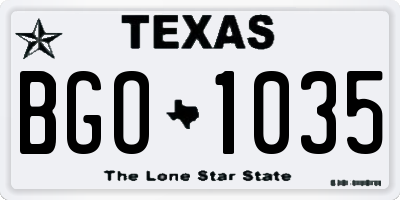TX license plate BGO1035