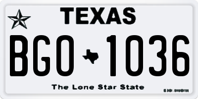TX license plate BGO1036